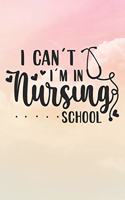 I Can't I'm In Nursing School: Nurse Journal / Notebook / Diary - Funny Quote Nurse Gift for School, Work, Birthday, or Christmas