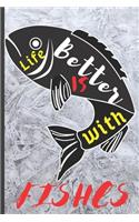 Blank Vegan Recipe Book "Life Is Better With Fishes": Best Blank Vegan CookBook to Write In - Collect the Recipes You Love in Your Own Custom Notebook Cooking - 6" x 09" 101 Pages Blank Vegan Recipe Jou