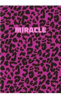 Miracle: Personalized Pink Leopard Print Notebook (Animal Skin Pattern). College Ruled (Lined) Journal for Notes, Diary, Journaling. Wild Cat Theme Design wi