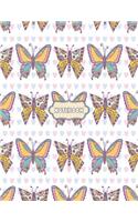 Notebook: Boho style butterfly on white cover and Lined pages, Extra large (8.5 x 11) inches, 110 pages, White paper(3 Boho Style Butterfly on White Notebook)