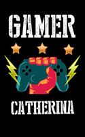 Gamer Catherina: Kariertes Notizbuch mit 5x5 Karomuster für deinen personalisierten Vornamen