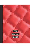 365 Planner 2020: The large professional page per day diary planner for all your organisational requirements - Red padded leather effect cover design