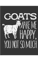 Notebook: Goats Make Me Happy You Not So Much Farmer Journal & Doodle Diary; 120 Squared Grid Pages for Writing and Drawing - 8.5x11 in.