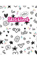 Sketchbook: Cute Drawing Note Pad and Sketch Book for Kids, Girls and Adult - Large 8.5 x 11 Matte Cover with White Interior (Perfect for Sketching, Coloring, W