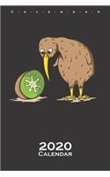 Kiwi bird next to kiwi fruit Calendar 2020