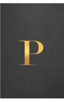 P: Executive Monogram Initial Journal (Vintage Leather Look Personalized Letter Notebooks)