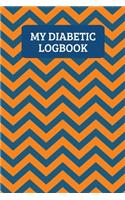 My Diabetic Logbook: Weekly Blood Sugar Log For 2 Years Of Readings - Orange And Blue Chevron Pattern