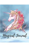 Magical Journal: Unicorn Wide Ruled Line Blank Paper Exercise Workbook for Girls Kids Student Daily Creative Writing Journal