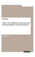 Article 153 of Malaysia's Constitution and the Human Right to Non-Discrimination