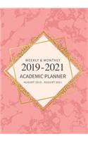 Weekly & Monthly 2019 - 2021 Academic Planner August 2019 - August 2021: Weekly Monthly Planner Organizer 7 x 10 Yearly Schedule Cute Pink Marble and Gold Glitter Cover Design