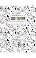 Sketchbook: Cute Unicorn Kawaii Sketch Book for Girls, Kids, Teens, Women (Perfect for Sketching, Drawing, Doodling, Journal, Note Pad, Birthday Party Favors)