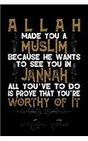 Muslim Notebook: Being Muslim Is The Biggest Reward From Allah Islamic themed Journal, notebook and diary for Muslims 120 Pages 6x9