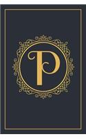 P: Monogram Notebook Black and Gold Journal