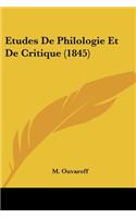 Etudes De Philologie Et De Critique (1845)