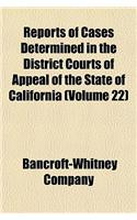 Reports of Cases Determined in the District Courts of Appeal of the State of California Volume 22: (English)