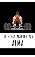 Trainingstagebuch von Alma: Personalisierter Tagesplaner für dein Fitness- und Krafttraing im Fitnessstudio oder Zuhause