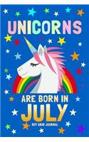 Unicorns Are Born in July Dot Grid Journal