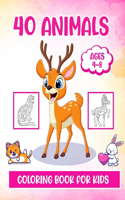 40 Animals Coloring Book For Kids ages 4-8