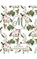 2020 Weekly Planner - Red Headed Hummingbirds - Personalized Letter M - 14 Month Large Print