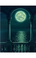 Notebook: Fantasy balcony moon romantic tree moonlight romance romantic love loving night evening
