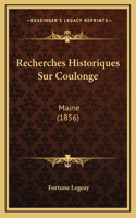 Recherches Historiques Sur Coulonge