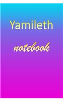 Yamileth: Blank Notebook - Wide Ruled Lined Paper Notepad - Writing Pad Practice Journal - Custom Personalized First Name Initial Y Blue Purple Gold - Taking 