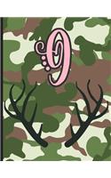 O: Camouflage Monogram Initial O Notebook for Girls - 8.5" x 11" - 100 pages, College Ruled- Camo, Hunting, Huntress, Outdoors, Country