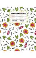 Composition Notebook Wide Ruled: Flower Colourful Workbook for Girls Boys for Writing - Pretty Journal for Kids - Unique Gift Idea with Cute Patterns