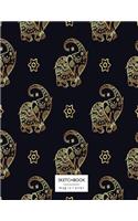 sketchbook magic lover: Elephant on black cover (8.5 x 11) inches 110 pages, Blank Unlined Paper for Sketching, Drawing, Whiting, Journaling & Doodling(1 Elephant on Black Sketchbook)