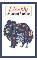 Weekly Undated Planner: 52 Weeks Planner with Blue Flower Pomeranian Dog Pattern and Gratitude Journal Section (Agenda, Organizer, Notes, Goals & to Do Lists)