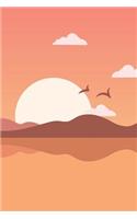 Blank Bullet Grid Composition Notebook: Birds at Sunset Flat Design Journal