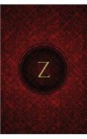 Monogram "Z" Notebook: Blank Journal Diary Log(26 Monogram Crimson 150 Lined)