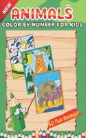 New Animals Color By Number For Kids 50 Fun Animals: 50 Animals Collection Activity book Includin Farm Animals, Jungle Animals, Woodland Animals and Sea( Animals Color by Numbers for Kids Ages 4-8)