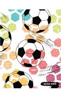 Quad Grid: Soccer Composition Notebook Graph Ruled Paper, 4x4 Squared for Math & Science Graphing