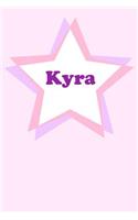 Kyra: Personalized Name Journal. Wide Ruled (Lined) Writing Diary, Composition Book. Cute Pink Star Cover for Girls, Kids and Teens