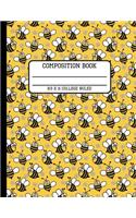 Composition Book College Ruled: Cute Bumblebee Insect Back to School Writing Notebook for Students and Teachers in 8.5 x 11 Inches