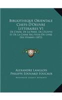 Bibliotheque Orientale Chefs-D'Oeuvre Litteraires V1
