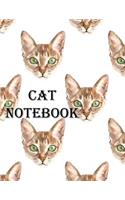 Cat Notebook: Cute Cat with Bright Green Eyes A4 120 College Lined Notebook/Composition/Journal Securely Bound Paperback Gift