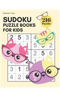 Sudoku Puzzle Books for Kids - Cat Hipster 216 Sudoku Puzzles From Beginner to Advanced Kids Activity Book