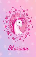 Mariana: Unicorn Sheet Music Note Manuscript Notebook Paper - Magical Horse Personalized Letter M Initial Custom First Name Cover - Musician Composer Instrum