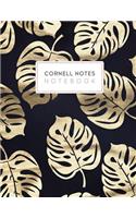 Cornell Notes Notebook: Cornell Style Paper Journal College Ruled Navy Gold Tropical Leaves