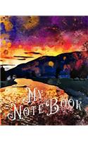 My Notebook: Writing Journal - Notebook - 110 pages - 8x10 - Flaming Sky