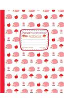 Primary Composition Notebook: Cute Hedgehog Half Ruled Half Blank Draw and Write Kids Journal - Picture Space for Drawing and Primary Ruled Lines for Creative Writing 50 Sheets/1