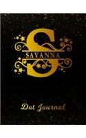 Savanna Dot Journal: Letter S Personalized First Name Personal Dotted Bullet Grid Writing Notebook Black Gold Glittery Space Effect Cover Daily Diaries for Journalists &