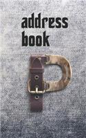 Address Book: Belts & Jeans Motif Monogram Letter P(16 Manly)