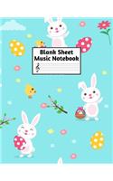 Blank Sheet Music Notebook: Easy Blank Staff Manuscript Book Large 8.5 X 11 Inches Musician Paper Wide 12 Staves Per Page for Piano, Flute, Violin, Guitar, Trumpet, Drums, Cell