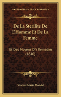 De La Sterilite De L'Homme Et De La Femme