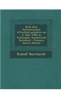 Rede Uber Hofmannsthal; Offentlich Gehalten Am 8. Sept. 1902 Zu Gottingen, Instaurando Restaurat