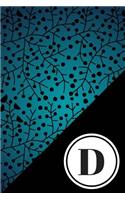 Initial D Personalized Monogram Journal Notebook Blue Black Floral