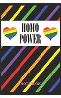 HOMO POWER Notebook: 6x9 inches - 110 graph paper, quad ruled, squared, grid paper pages - Greatest LGBTQ Rainbow Hearts Journal - Gift, Present Idea